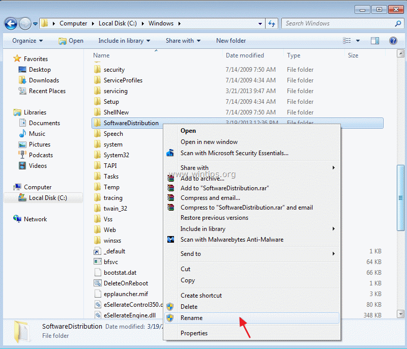 Windows Vista Software Distribution Folder Missing