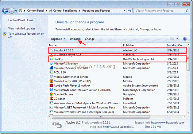 buzzdock & dealply removal : www.wintips.org