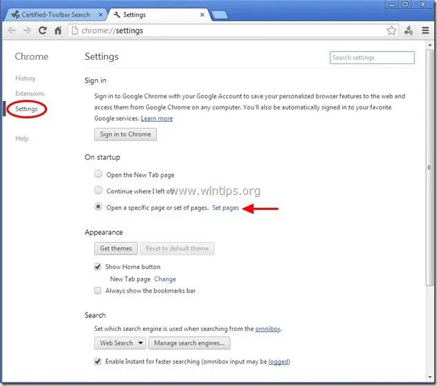settings - chrome
