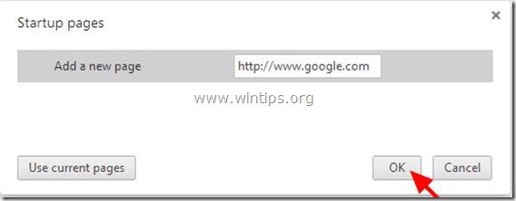startup pages - chrome