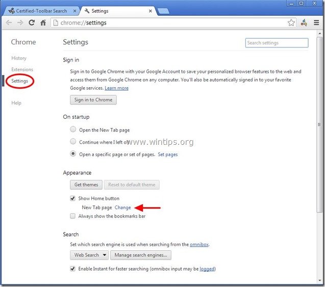 Home button - chrome