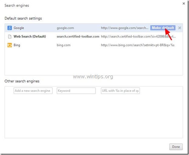 set search engine - chrome