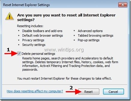 reset internet explorer - wintips.org