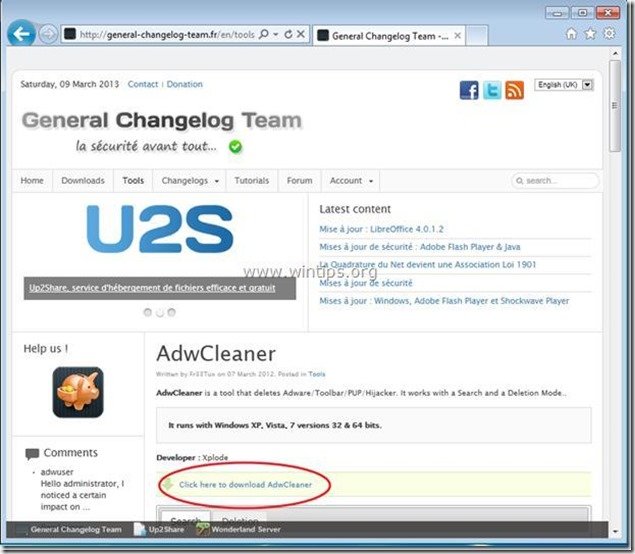 adwcleaner web page