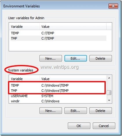 How to change TEMP folder and allocate free space on your disk - wintips.org - Tips & How-tos