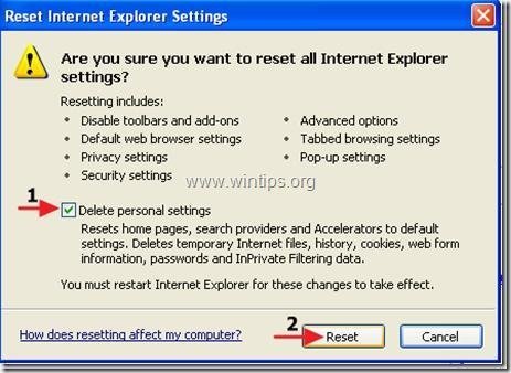 internet explorer reset