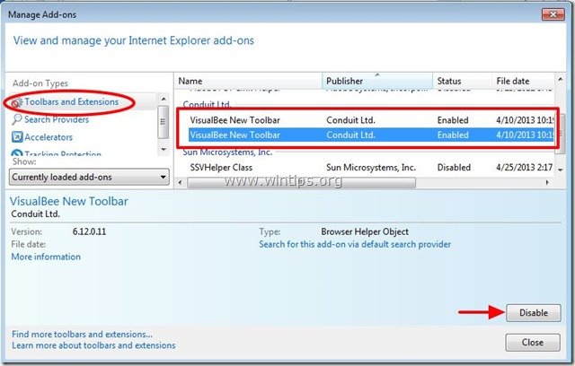 remove-visualbee-new-toolbar-internet-explorer