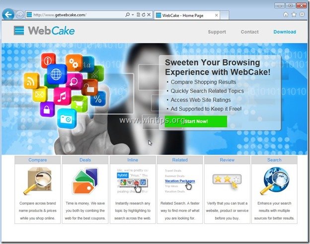 Rimuovere WebCake Ads & WebCake Desktop dal computer.