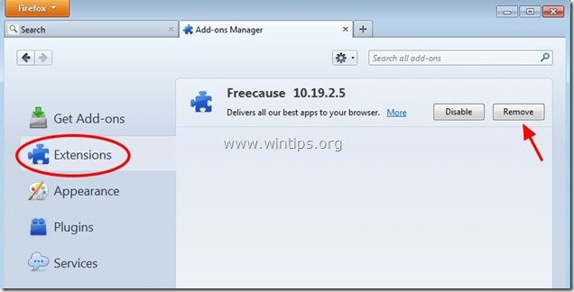 remove-freecause-extension-firefox