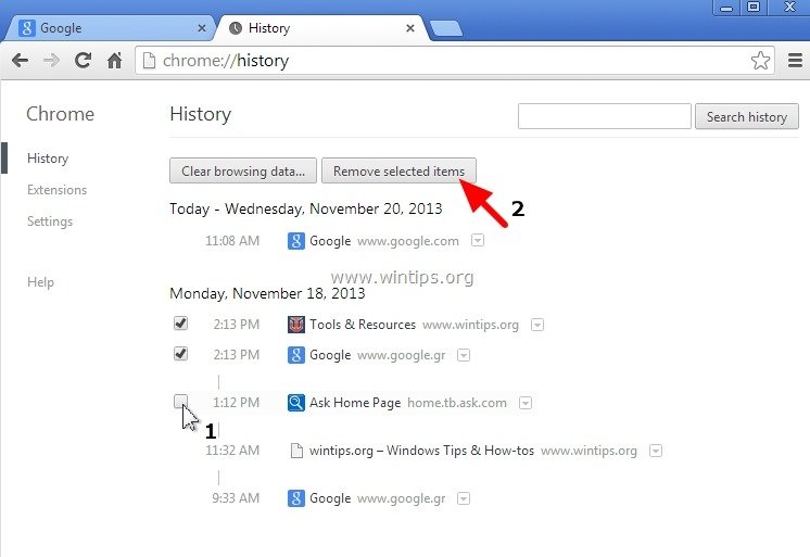 how to check google chrome history