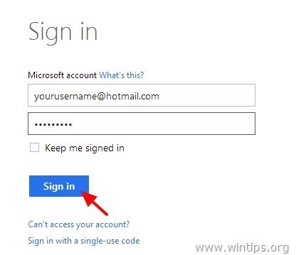 Live messenger hotmail sign page windows in Log on