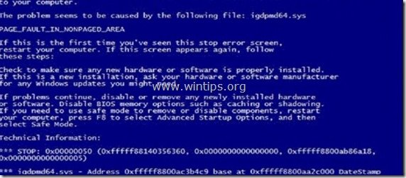 Corrigir erro Igdpmd64.sys ou igdpmd32.sys no sistema operacional Windows 7