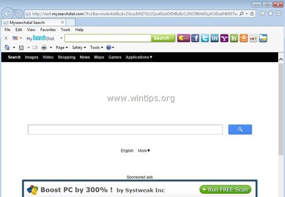 Як видалити перенаправлення браузера MySearchDial і панель інструментів MySearchDial