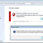 Solved: Windows update cannot currently check for updates in Windows 8, 7 or Vista