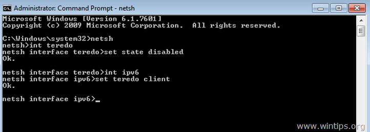 Enable Teredo Client using NETSH command