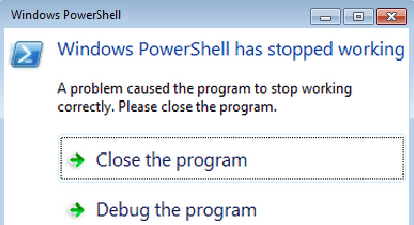 PowerShell has stopped working - error