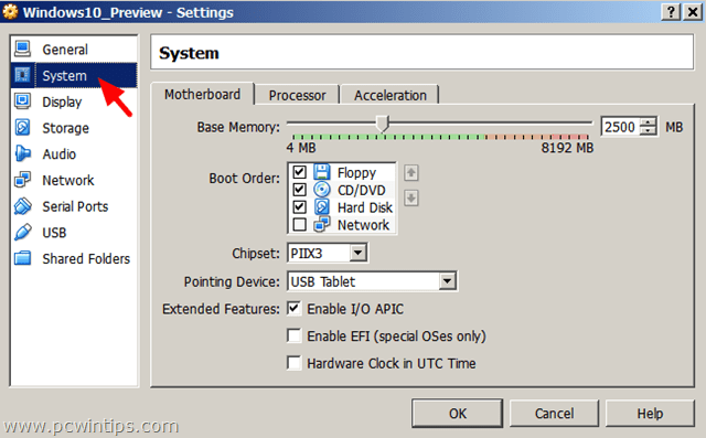 VirtualBox VM Settings