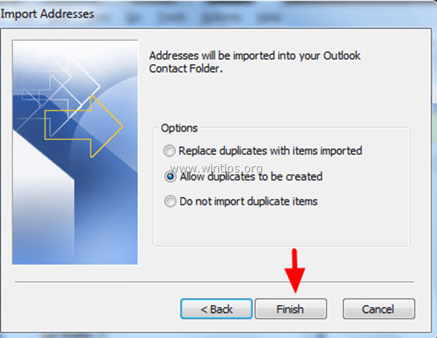 Transfer your address book to Outlook