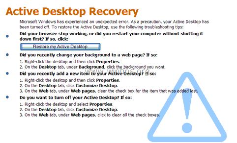 injecteren Pa prieel How to fix the Active Desktop Recovery (Restore my Active Desktop) problem  on Windows XP. - wintips.org - Windows Tips & How-tos