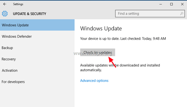 windows 10 check for updates