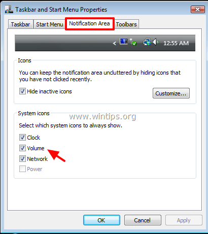 customize icon notification area Windows Vista