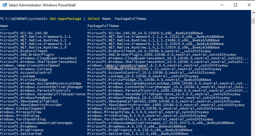 uninstall apps from powershell