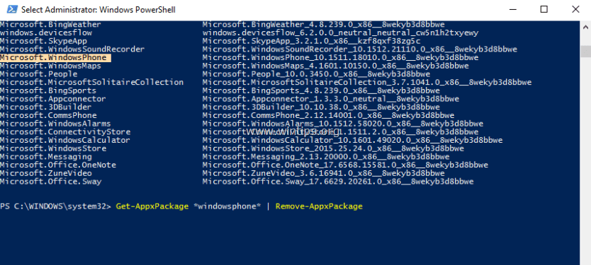 remove apps from powershell