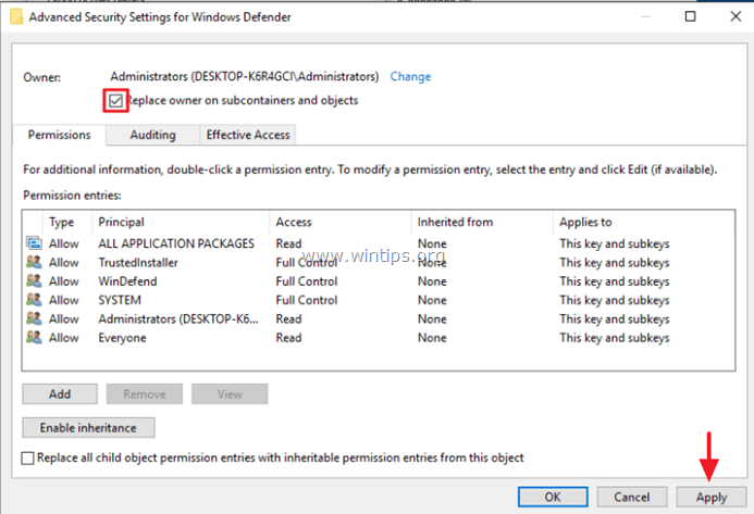 Disable Windows Defender Registry