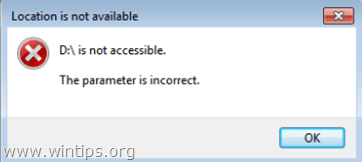 Disk is not accessible - parameter incorrect