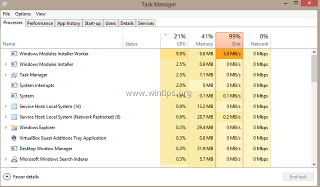 TiWorker.exe causes high Disk usage