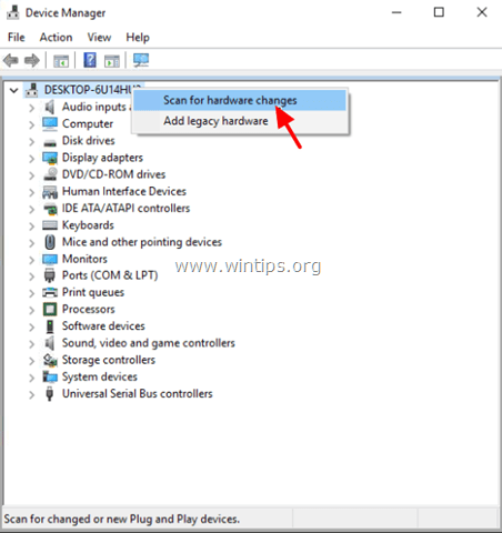 scan for hardware changes