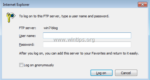 web browser ftp credentials