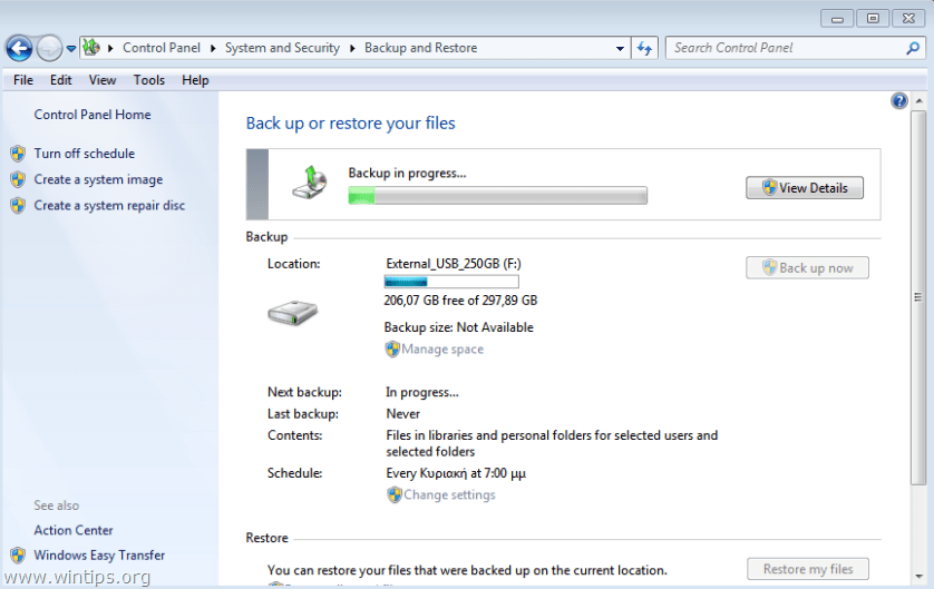 Windows restore from backup image