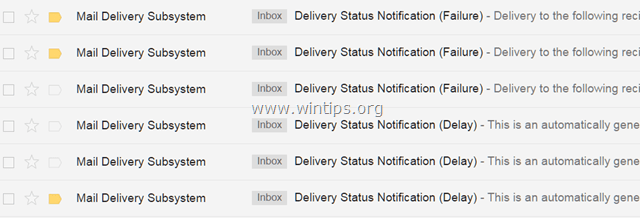 stop mail delivery failed notifications