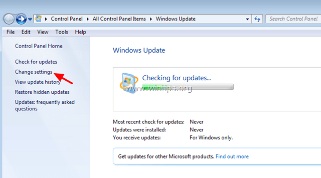 Windows Update change settings