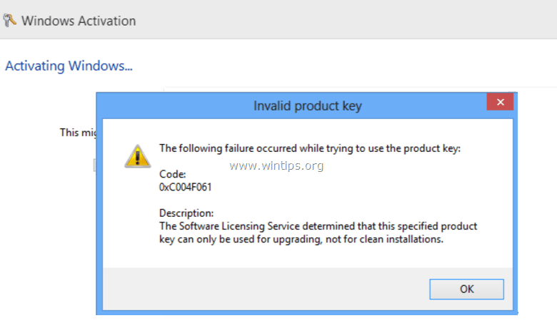 cannot use windows 8 pro key to clean install activation
