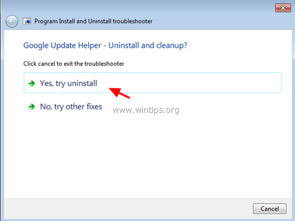 Program Install and Uninstall troubleshooter