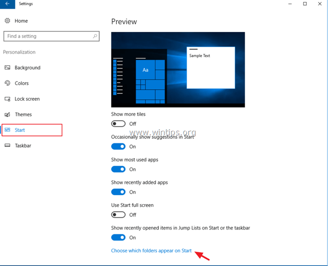 Disable Settings icon Windows 10