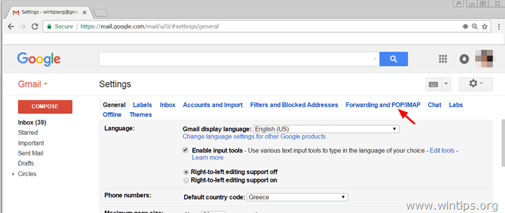 enable Gmail pop imap