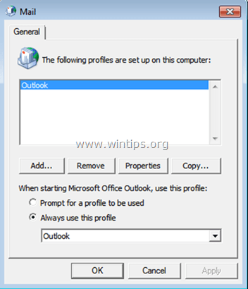 create a new outlook profile