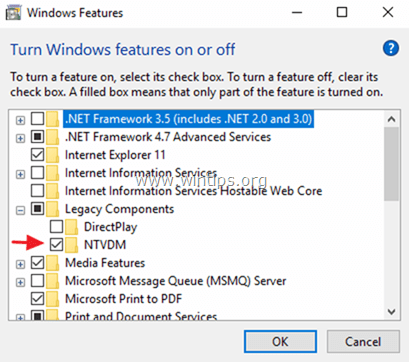 enable ntvdm windows 10