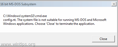 System File not suitable for running MS-DOS