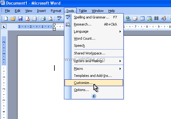 disable add ins word 2003