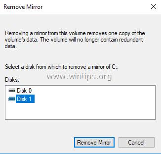 diskpart remove mirror
