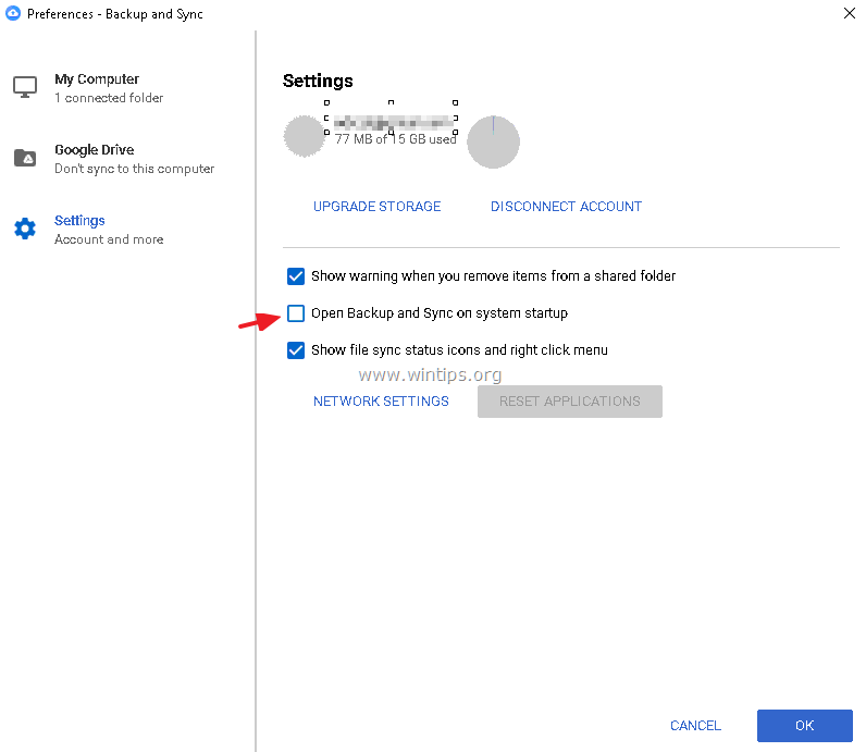 How do I open Backup and sync settings?
