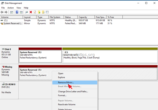 remove missing mirror windows 10
