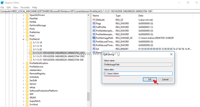 fix corrupted profile registry windows 10
