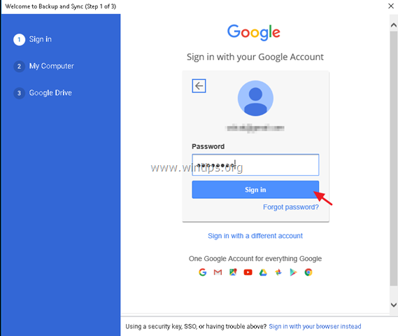 A Google Biztonsági mentés és szinkronizálás használata a Google Drive fájljainak biztonsági mentéséhez.