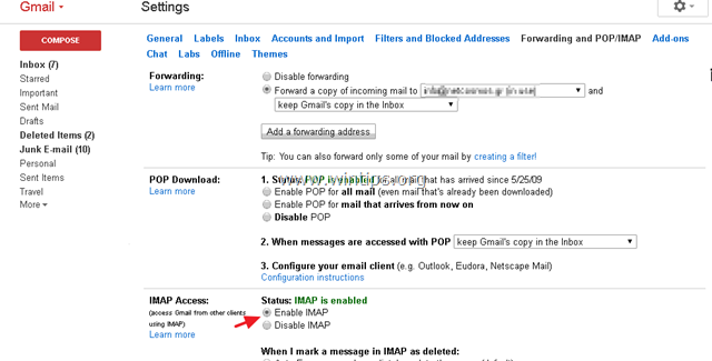 enable gmail imap access
