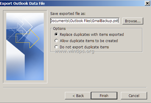 outlook export gmail to pst